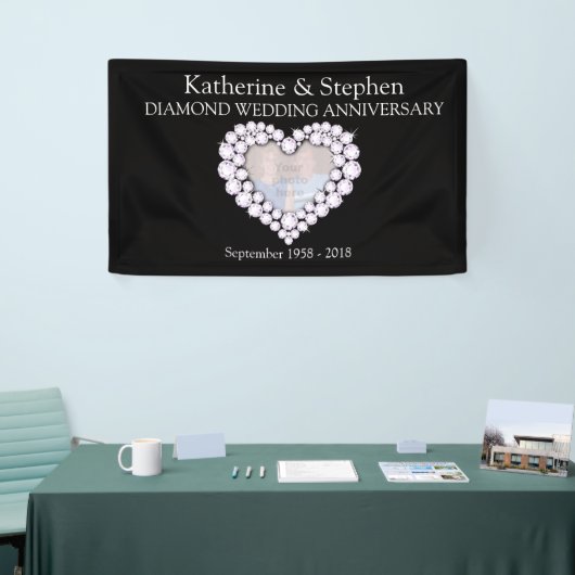 Diamond Bruiloft jubileum zwarte banner (Beurs)