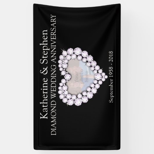 Diamond Bruiloft jubileum zwarte banner (Verticaal)