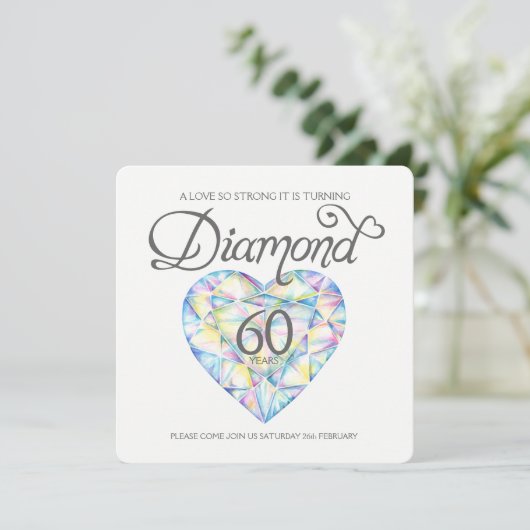 Diamond bruiloft liefde voor zo'n sterke hart wate kaart (Staand voorkant)