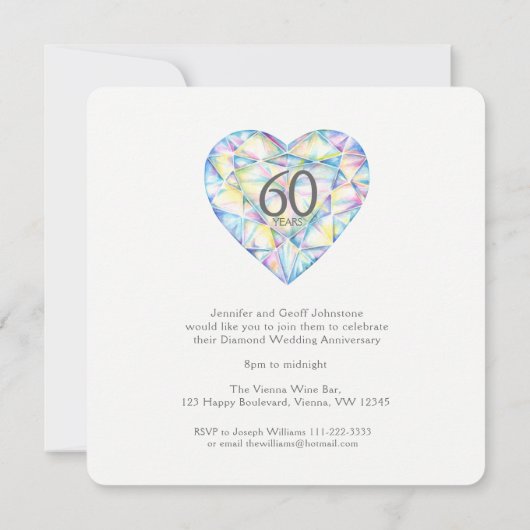 Diamond bruiloft liefde voor zo'n sterke hart wate kaart (Achterkant)