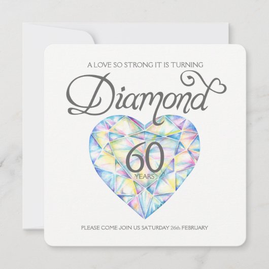 Diamond bruiloft liefde voor zo'n sterke hart wate kaart (Voorkant)