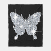 Diamond Butterfly Medium Black Fleece Blanket (Voorkant)
