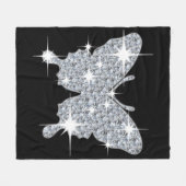 Diamond Butterfly Medium Black Fleece Blanket (Voorkant (Horizontaal))