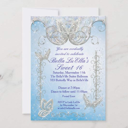 Diamond Butterfly Party Uitnodigingen (Voorkant)