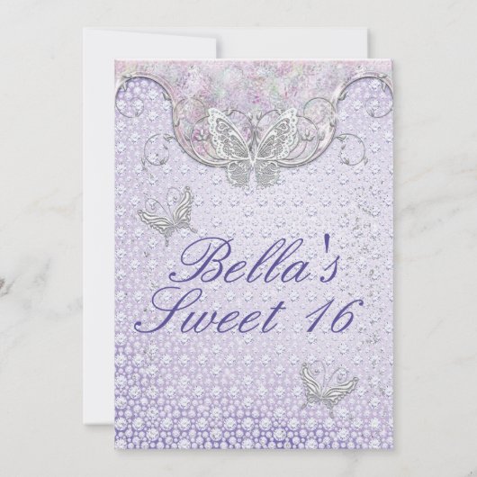 Diamond Butterfly Party Uitnodigingen (Achterkant)