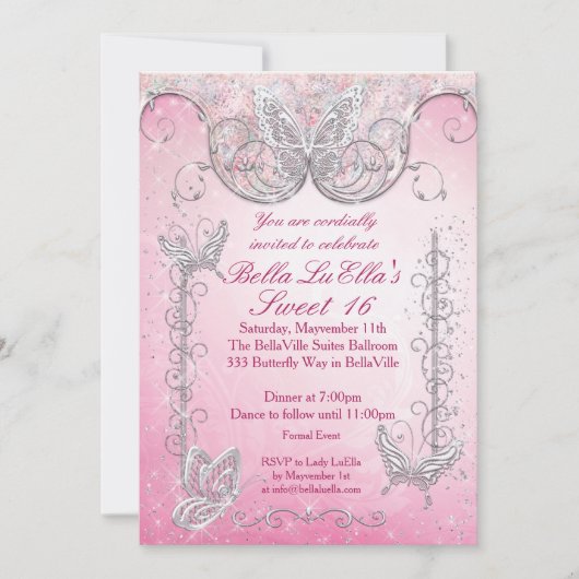 Diamond Butterfly Party Uitnodigingen (Voorkant)