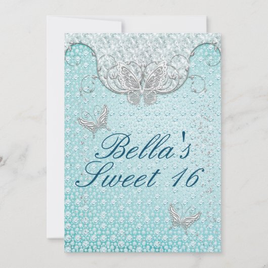 Diamond Butterfly Party Uitnodigingen (Achterkant)