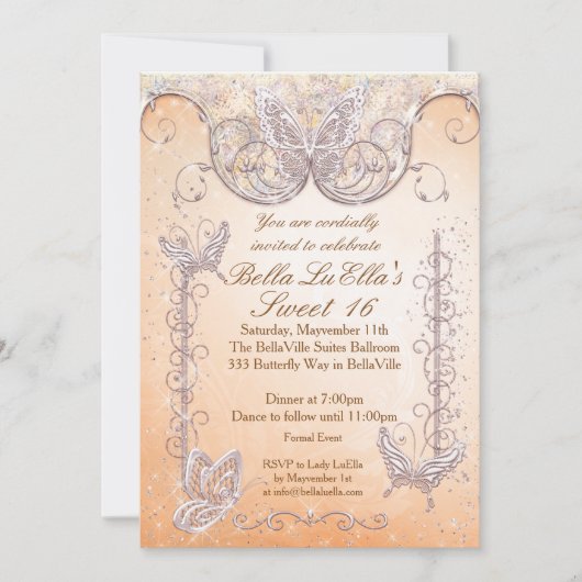 Diamond Butterfly Party Uitnodigingen (Voorkant)