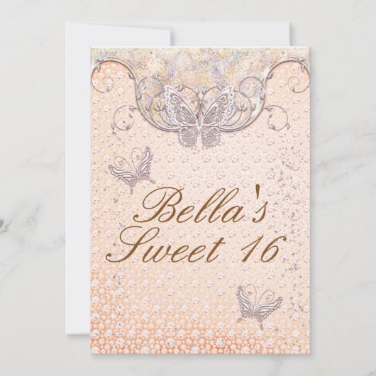 Diamond Butterfly Party Uitnodigingen (Achterkant)
