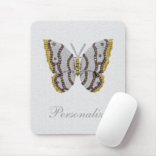 Diamond Butterfly Print Personalized Mousepad Muismat (Met muis)