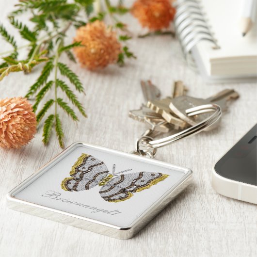 Diamond Butterfly Print Sleutelhanger (Zijkant)