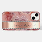 Diamond Calligraphy Name Roos Gold Agate Case-Mate iPhone Case (Achterkant (horizontaal))
