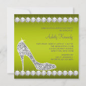 Diamond Celery Green High Heel Schoen Verjaardagsf Kaart (Achterkant)