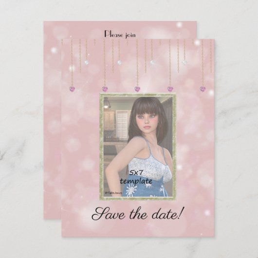 Diamond Chains Glitter Sweet 16 Foto Kaart (Voorkant / Achterkant)