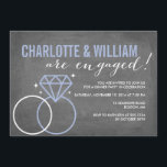 Diamond Chalkboard Verlovingskaart | Verlovingsfee Kaart<br><div class="desc">Deze verlovingsuitnodiging heeft een modern uiterlijk op een krijtbord achtergrond. Kies voor een gestructureerd papier of een uitgesneden vorm om deze uitnodiging te laten opvallen.</div>