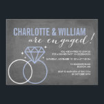 Diamond Chalkboard Verlovingskaart | Verlovingsfee Kaart<br><div class="desc">Deze verlovingsuitnodiging heeft een modern uiterlijk op een krijtbord achtergrond. Kies voor een gestructureerd papier of een uitgesneden vorm om deze uitnodiging te laten opvallen.</div>