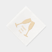 Diamond Champagne Glass Happy New Year Folie Servetten (Rechts)