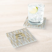 Diamond Champagne Glass Happy New Year Silver Gold Glazen Onderzetter (Schuin)