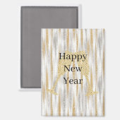Diamond Champagne Glass Happy New Year Silver Gold Magneet (Voorkant / Achterkant)