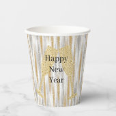 Diamond Champagne Glass Happy New Year Silver Gold Papieren Bekers (Voorkant)