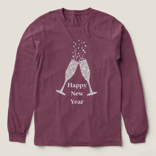 Diamond Champagne Glasses New Year's Tri-Blend Shirt (Voorkant)