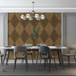 Diamond Check Crackle Texture Bruin Groen Behang