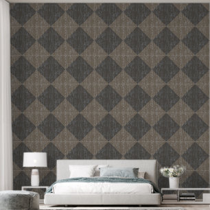 Diamond Check Crackle Texture Taupe en Bruin Behang