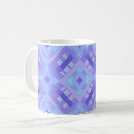 Diamond Check Patchwork - Lavendel Turquoise 1 Koffiemok (Voorkant links)