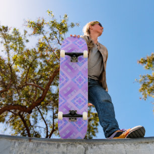 Diamond Check Patchwork - Lila Blauw 1 Persoonlijk Skateboard