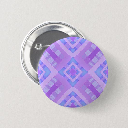 Diamond Check Patchwork - Lila Blauw 1 Ronde Button 5,7 Cm (Voorkant /achterkant)