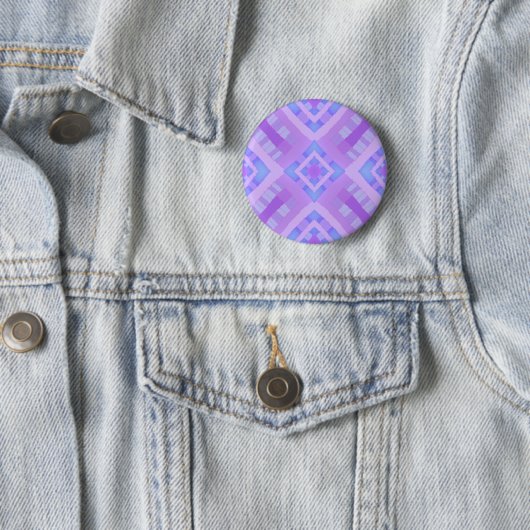 Diamond Check Patchwork - Lila Blauw 1 Ronde Button 5,7 Cm (In situ)