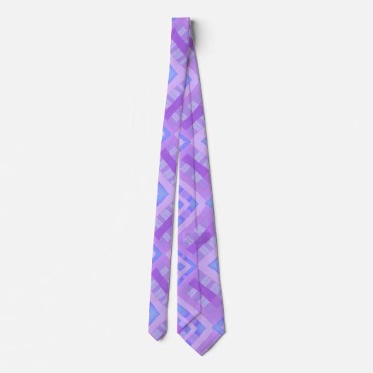 Diamond Check Patchwork - Lila Blauw 1 Stropdas (Achterkant)