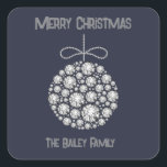 Diamond Christmas Ornament Sticker<br><div class="desc">Diamond Christmas Ornaments- collectie van verschillende grootte diamanten om een zilveren kerstornament te maken,  marineblauwe achtergrond vrolijk kerstfeest</div>