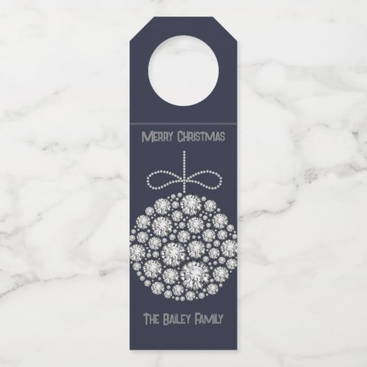 Diamond Christmas Ornaments Bottle Hanger Labels (Voorkant)