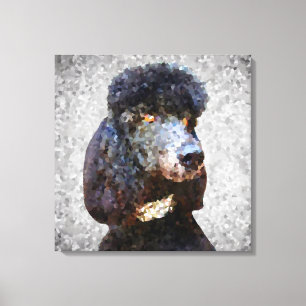 Diamond Collar Black Poodle Canvas Afdruk