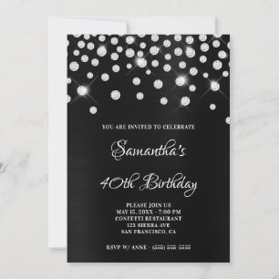 Diamond Confetti Black Satin Folie Ombre Kaart