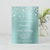 Diamond Confetti Bleek Turquoise Satin Folie Ombre Kaart (Staand voorkant)