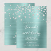Diamond Confetti Bleek Turquoise Satin Folie Ombre Kaart (Voorkant / Achterkant)