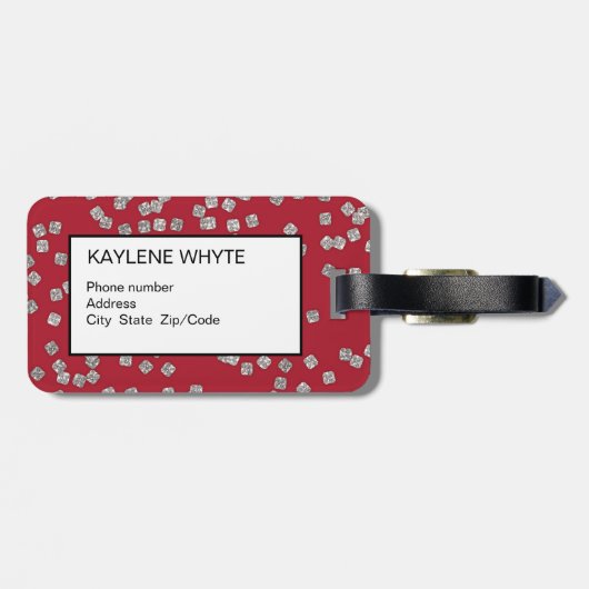 Diamond Confetti gepersonaliseerd Bagagelabel (Achterkant horizontaal)