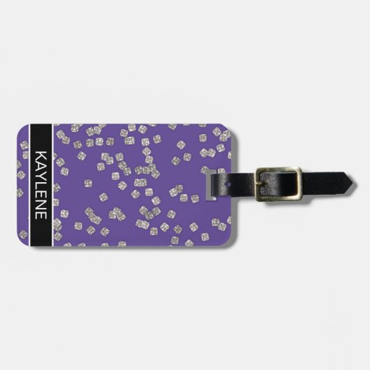 Diamond Confetti gepersonaliseerd Bagagelabel (Voorkant horizontaal)