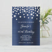 Diamond Confetti Navy Blue Satin Folie Ombre Kaart (Staand voorkant)