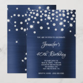 Diamond Confetti Navy Blue Satin Folie Ombre Kaart (Voorkant / Achterkant)