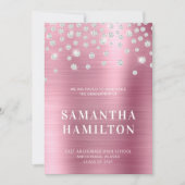 Diamond Confetti Pink Ombre Folie Afstuderen Aankondiging (Voorkant)