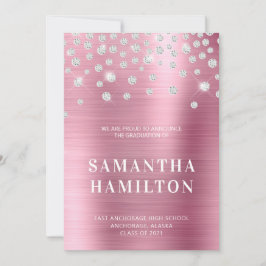 Diamond Confetti Pink Ombre Folie Afstuderen Aankondiging