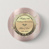 Diamond Confetti Roos Gold50thWedding Jubileum Ronde Button 5,7 Cm (Voorkant)