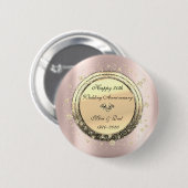 Diamond Confetti Roos Gold50thWedding Jubileum Ronde Button 5,7 Cm (Voorkant /achterkant)