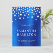 Diamond Confetti Royal Blue Ombre Folie Afstuderen Aankondiging (Staand voorkant)