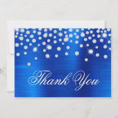 Diamond Confetti Royal Blue Satin Gradient Folie Bedankkaart (Voorkant)