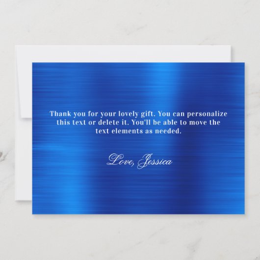 Diamond Confetti Royal Blue Satin Gradient Folie Bedankkaart (Achterkant)