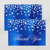 Diamond Confetti Royal Blue Satin Ombre Folie Bedankkaart (Voorkant / Achterkant)